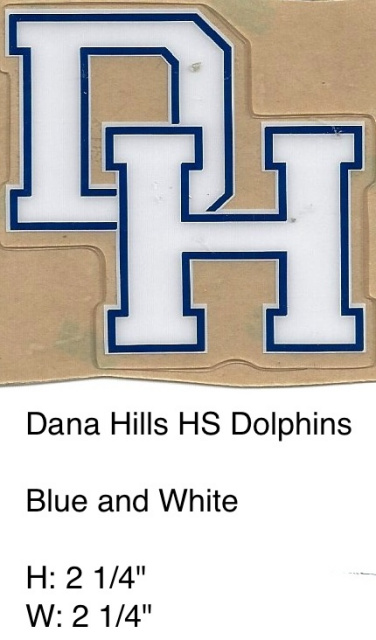 Dana Hills Dolphins HS (CA) white outlined in blue DH